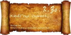 Kubányi Zsanett névjegykártya